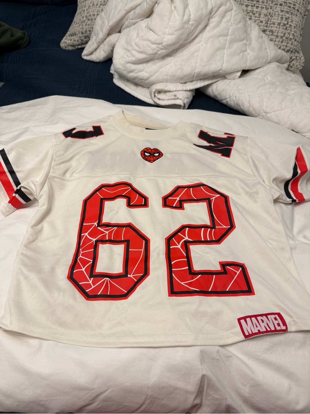 Marvel Kids' Spider-Man Cream & Red Jersey Top